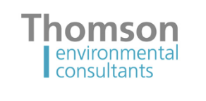 a close-up of a logo Thomson Environmental Consultants